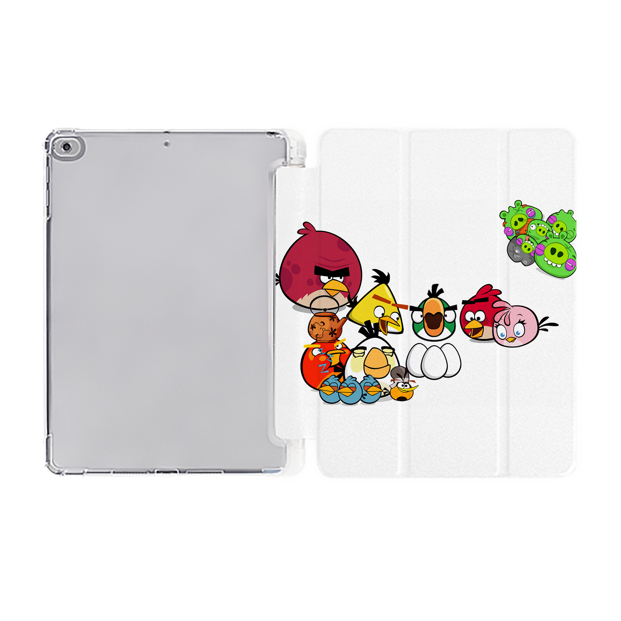 （画像用） Angry Birds アングリーバード IPad ケース ペン収納付き 三つ折りスタンド PUレザー×シリコン 対応機種9.5/10.5/10.9インチ